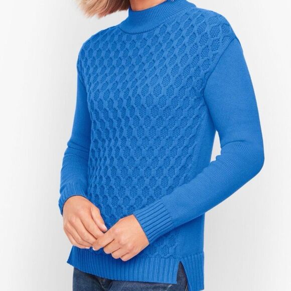 Talbots Sweaters - Talbots Honeycomb mock neck blue sweater xs